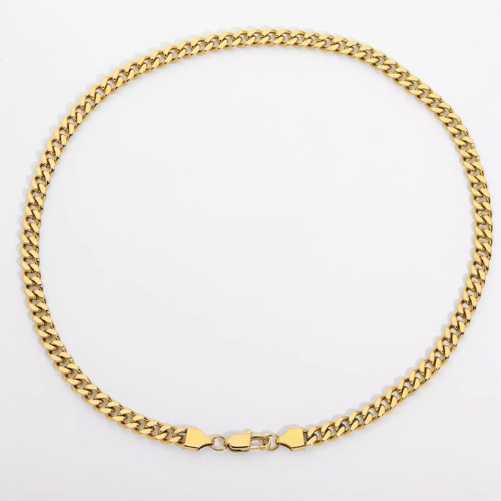 Gold tone Stainless Steel 6.4mm Cuban Link Chain